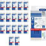 STAEDTLER Norica #2 HB Wood-Cased Pencil Set: 18 Pre-Sharpened Graphite Pencils with 1 Eraser & 1 Sharpener, Break-Resistant Lead, For Writing & Drawing, Blue, Ideal for Classroom, Home & Office