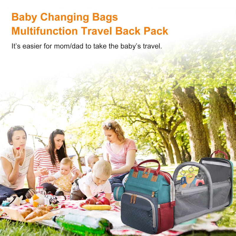 Baby Diaper Bag with Changing Station, Waterproof Diaper Bag Backpack for Moms Dads with USB Charging Port, Baby Shower Gifts, Large Capacity diaper backpack,Red-Green-Blue