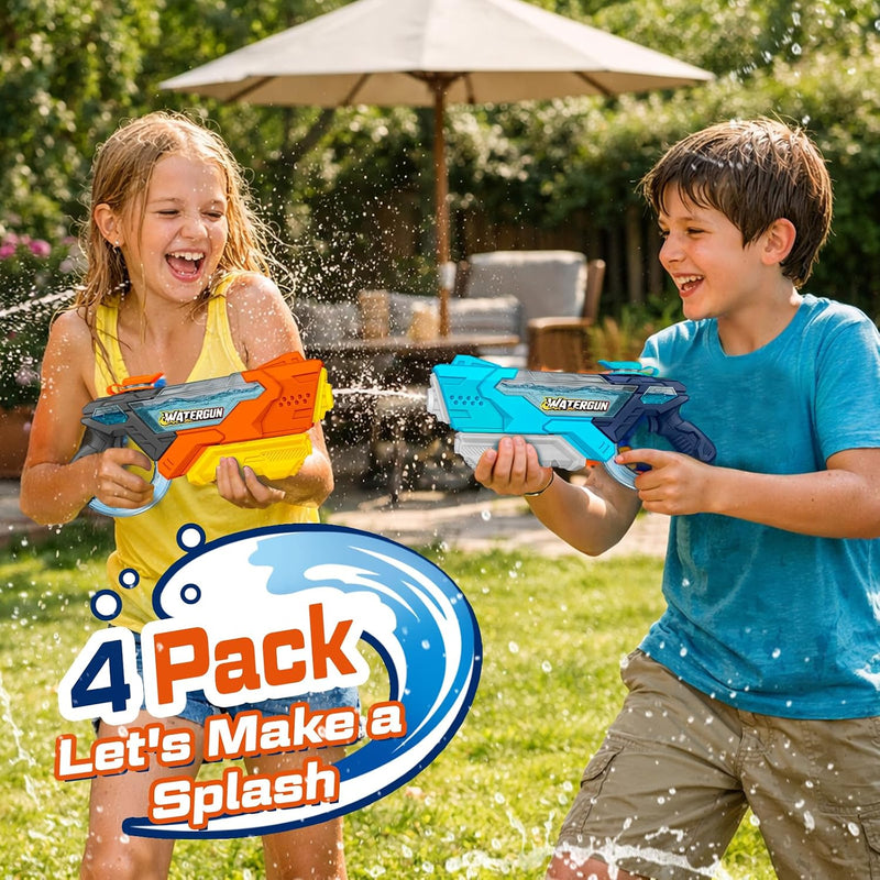 4 Pack Water Guns for Kids and Adult, Long Range 600ML Water Squirter, Colorful Super Blaster Soaker with Clear Visible Water Tank, Swimming Pool Summer Beach Outdoor Fighting Toys