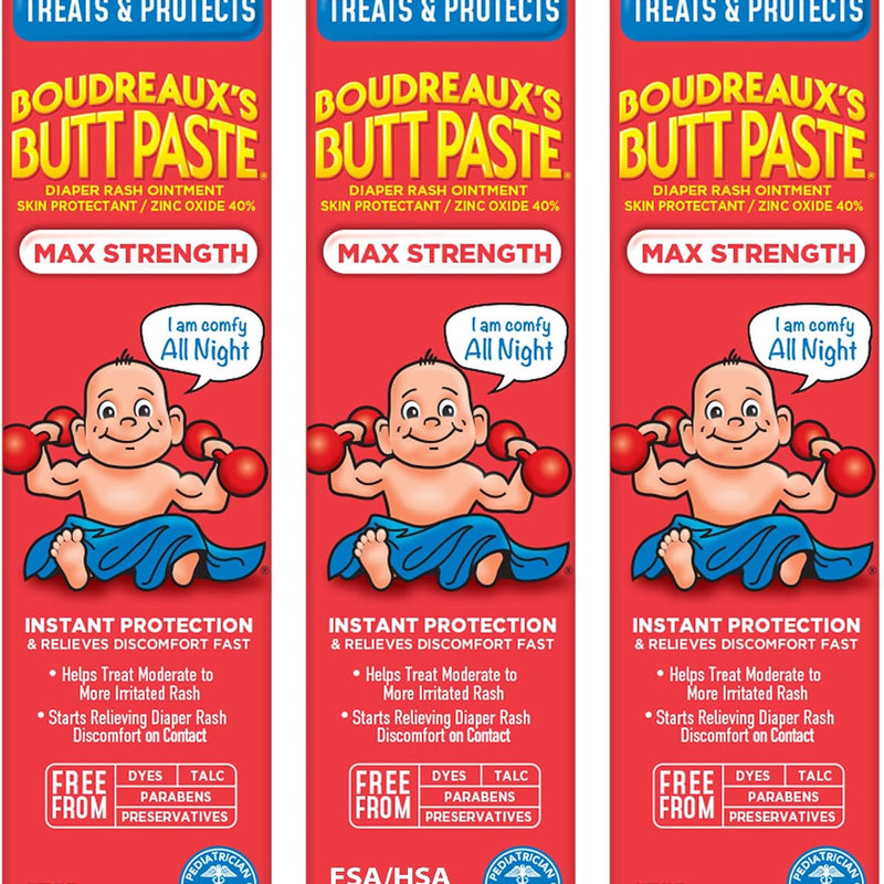 Boudreaux’s Butt Paste Maximum Strength Diaper Rash Cream, 2oz & 14oz | Diaper Cream for Baby, Ointment With Zinc Oxide, Fast Relief, Overnight Protection, Moderate to Irritated Diaper Rash