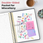 Large Lined Spiral Journal for Women Cute Hardcover 5 Subject Notebook for Work 8.5" x 11" with Removable Dividers & Tabs, College Ruled, 280 Pages Aesthetic Journal for Work, School & Note Taking, Garden of Whimsy