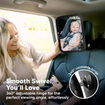 KeaBabies Baby Car Seat Mirror, Wide View, Shatterproof (Matte Black) | Backseat Infant Car Mirror for Baby Rear Facing, Crystal Clear View, Travel, Easy Install & Adjust for Removable Headrest