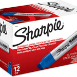 Sharpie Magnum Permanent Markers, Oversized Chisel Tip, Black, 12 Count - Office, Home, Teacher Supplies, Great for Poster Boards