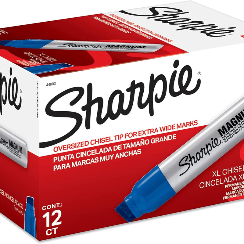 Sharpie Magnum Permanent Markers, Oversized Chisel Tip, Black, 12 Count - Office, Home, Teacher Supplies, Great for Poster Boards