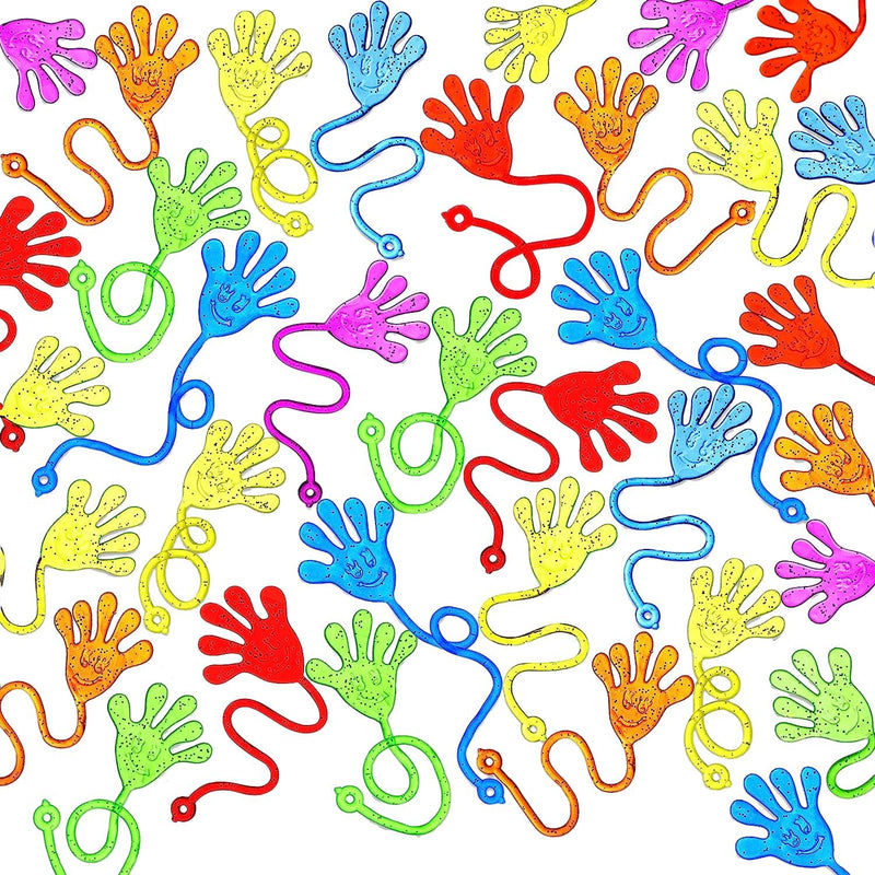 JOYIN 48Pcs Glitter Sticky Hands Party Favors for Kids, Holiday Traditions, Classroom Treasure Box Carnival Prizes Bulk Pinata Stuff Mini Toys
