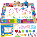 water doodle mat for kids with 6 magic pens, reusable, no ink, no paint, water-resistant