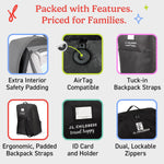 J.L. Childress Padded Backpack Car Seat Travel Bag - Deluxe, Black