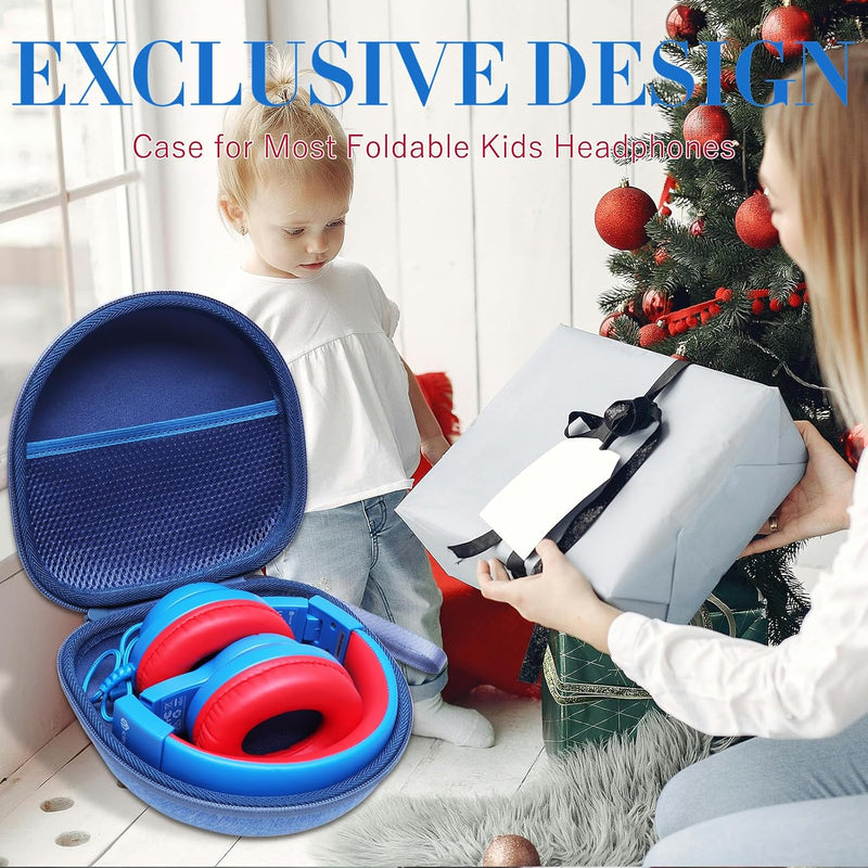 Kids Headphones Case Compatible with iClever BTH12 / HS19 / BTH26 / JoySpark-T5 / Candy Bila BH03 / EarFun/IMYB/MIDOLA MD-B01 / noot Products Foldable Kids Headphones, Blue (Case Only)