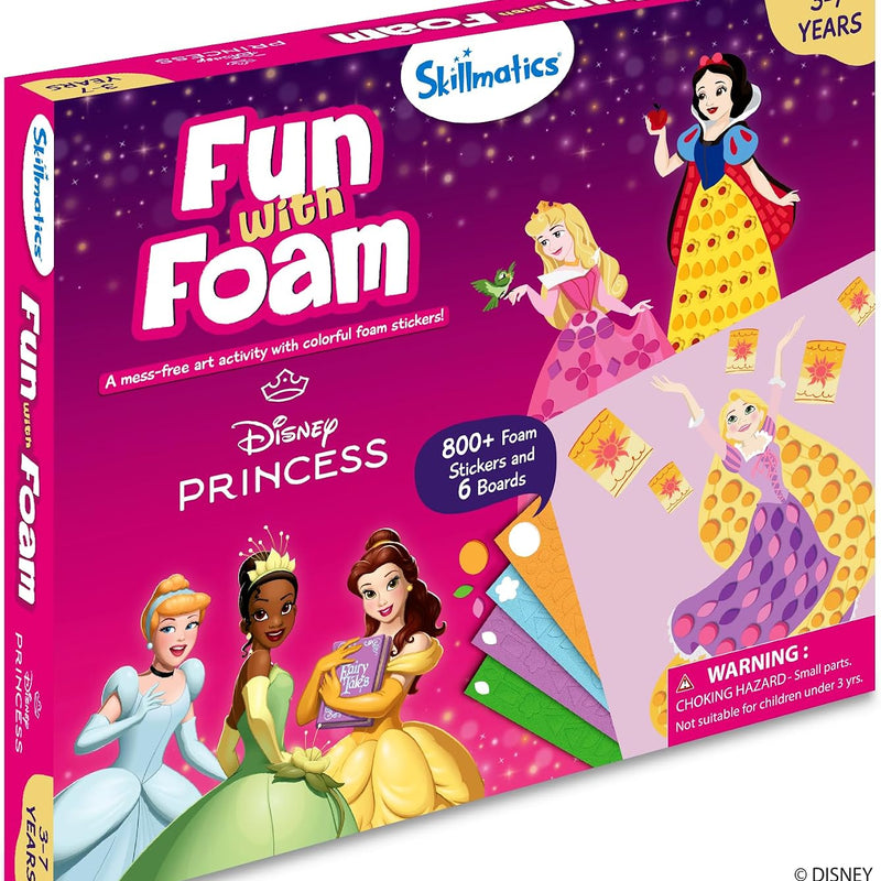 Skillmatics Foam Sticker Art – Disney Princess, 800+ 3D Foam Stickers, Mess-Free Fun for Kids, DIY Felt Craft Kits, Gifts for Fans of Cinderella, Belle, Rapunzel, Ages 3, 4, 5, 6, 7
