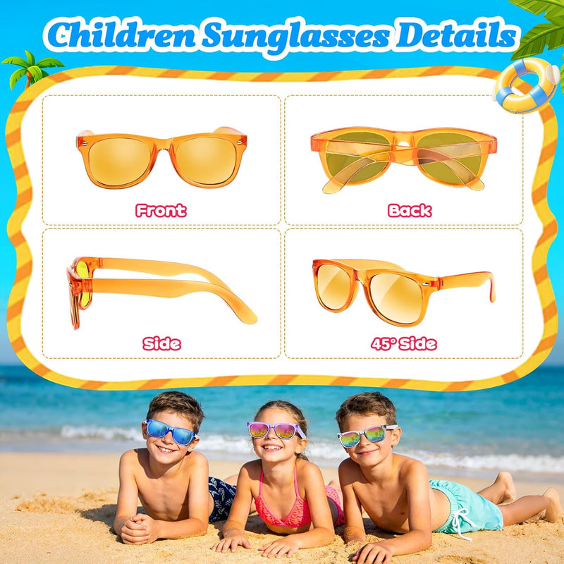 16 Pack Kids Sunglasses Bluk Party Favors - Goodie Bags Stuffers for Children Age 3-8,Boy Girl Neon Glasses with UV400 Protection,Birthday Classroom Graduation Gift,Pool Beach Party Supplies - nylytek