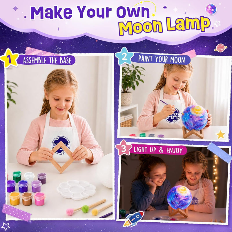 Paint Your Own Moon Lamp Kit, 3D Moon Night Light, Crafts for Kids Age 4-12 | Arts and crafts kit for kids ages 8-12, space art supplies, birthday gifts for boys and girls 4-12, kids painting kit