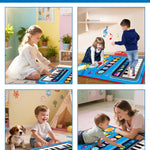 DQMOON Toys for 1 Year Old Boy Gifts, Baby Musical Mat with Piano & Drum, Adjustable Volume, 12-18 Months Toddler Toys, Christmas Birthday Easter Gifts for 1-2 Year Olds Boys Girls (Blue)