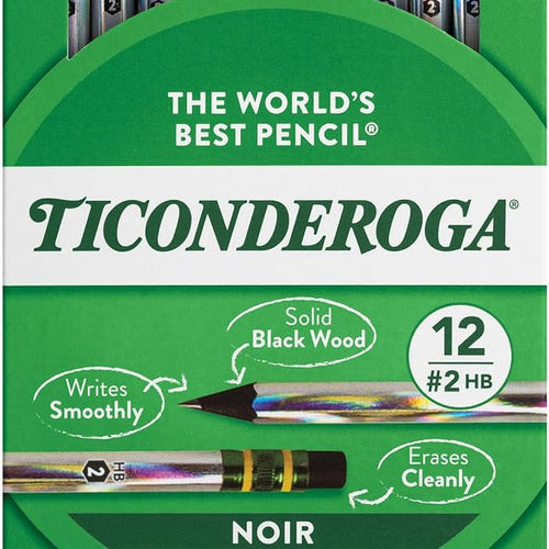 Ticonderoga Noir Black Wood-Cased #2 Pencils, Holographic Design, 12 Count