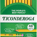 Ticonderoga Wood-Cased Pencils, Unsharpened, #2 HB Soft, Yellow, 96 Count