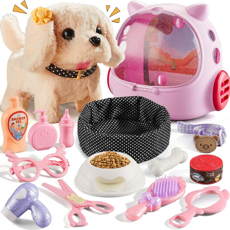 Vanvimen 16 Pcs Robot Dog Toys for Girls, Toys for 3 4 5 6 7 8 Year Old Girls Kids Boys, Realistic Robot Puppy Toddlers Girl Toy for 5-7 6-8, Ideas Birthday Gifts for Girl 3 4 5 6 Year Old