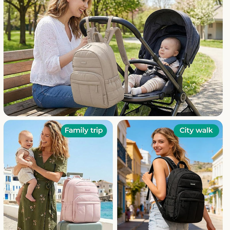 BAGSMART Baby Diaper Bag with Waterproof Pad, Camel | Newborn Essentials, Lightweight Backpack for Girl Boy, Baby Shower Gifts