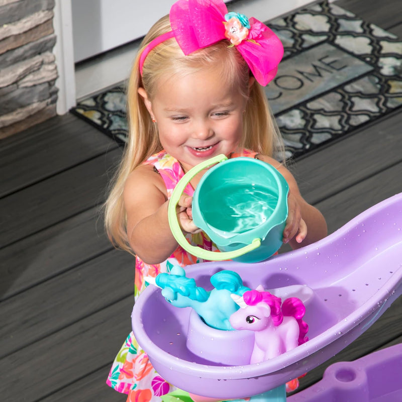 Step2 Rain Showers and Unicorns Water Table for Kids, Toddler Outdoor Sensory Play Table, 13 Accessories, Pink, Ages 18 Months+