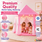 Orian Princess Tent for Kids, Toddler & Kids Pink Play Tent Indoor & Outdoor Princess Castle Fort for Girls and Toddlers Ages 2-7, 55”x53”, LED Star Lights, Children’s Toys and Gifts for Girls