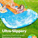 JOYIN 22.5ft Water Slides and 2 Bodyboards, Lawn Water Slide Summer Slip Waterslides Water Toy with Build in Sprinkler for Backyard Outdoor Water Fun for Kids