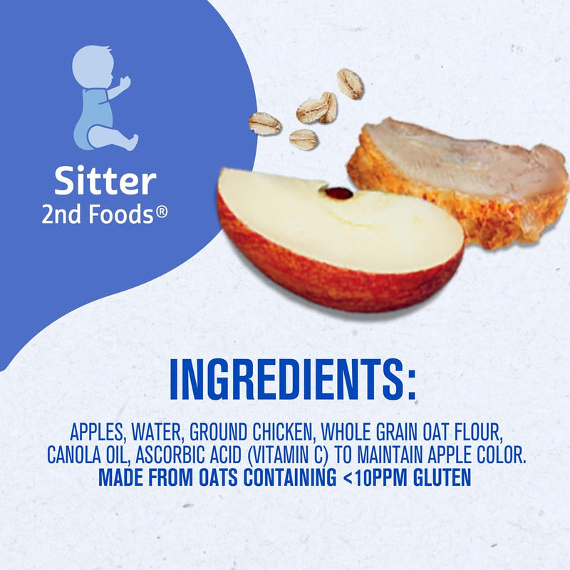 Gerber Stage 2 Apple Chicken Baby Food, 4 Oz, 16 Pack | Stage 2 puree; apple chicken; 16 x 4 oz tubs