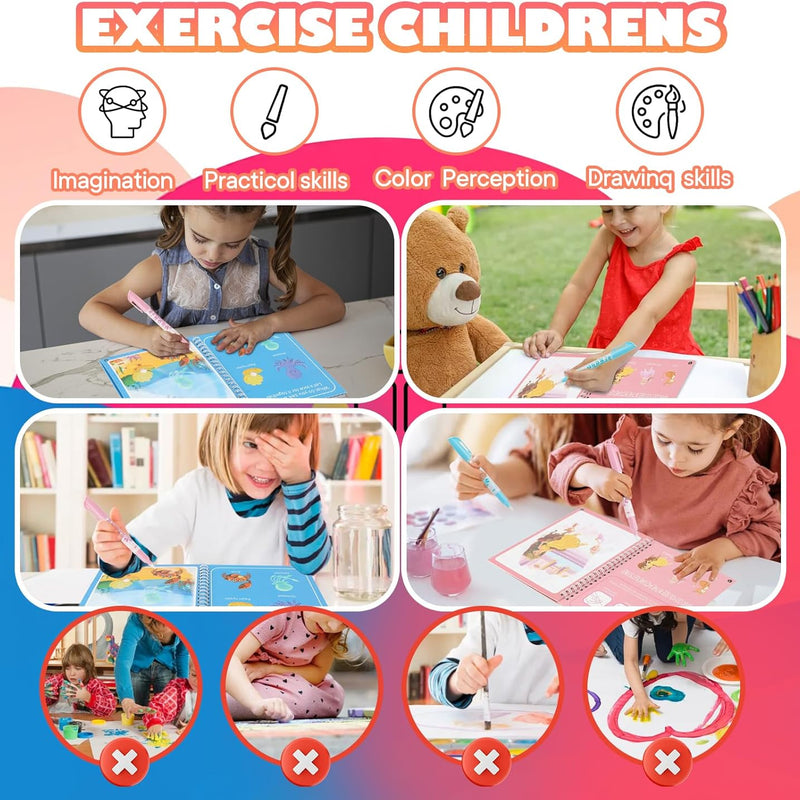 5-Pack Reusable Water Coloring Books for Toddlers, Mess-Free Portable Educational Doodle Toys