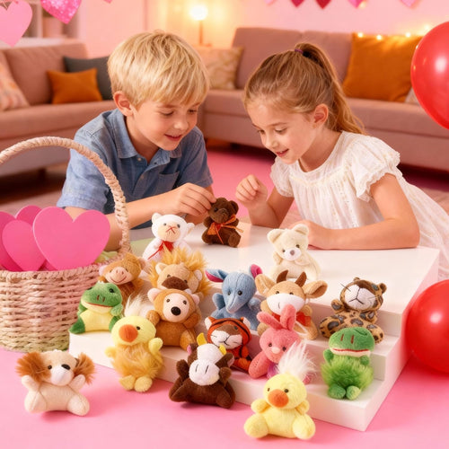 24-PC Mini Animal Plush Toy Assortment, Perfect for Kids Keychains and Party Favors