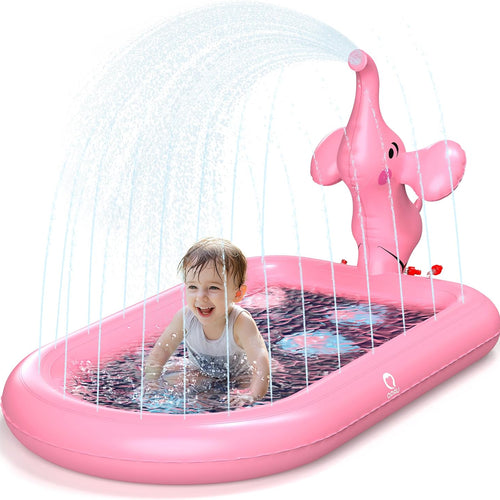 QPAU Elephant Splash Pad for Toddlers 1-3, Inflatable Sprinkler Pool for Outdoor Play