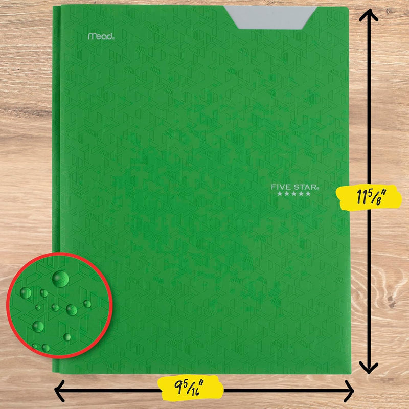Five Star 2-Pocket Plastic Folder with Stay-Put Tabs and Prong Fasteners, Holds 8.5" x 11" Paper, Assorted Colors, 4 Pack (340300A)