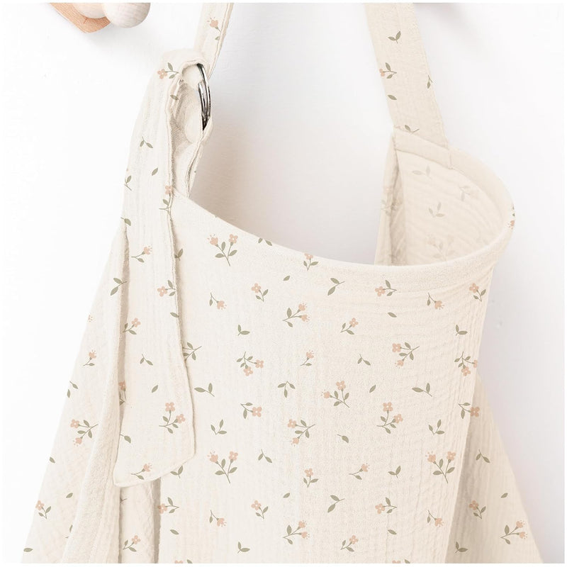 MairMore 100% Muslin Cotton Nursing Cover with Arch Neckline for Women | Large & Breathable Nursing Apron, Multi-Use Breastfeeding & Stroller Cover, Full Privacy for Mom & Baby (Ivory rainbow)
