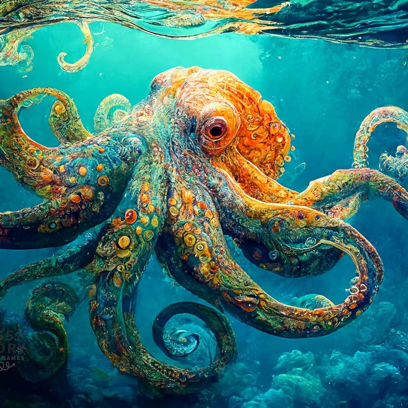 Cross & Glory | Jigsaw Puzzles 1000 Pieces for Adults | Deep Blue Octopus Odyssey | Ocean Octopus Puzzles for Adults | Challenging Brain Teaser Ocean Puzzle | 20 x 27 Inches