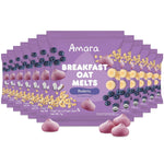 Amara Breakfast Oat Melts - Organic Toddler Snack - Single Serve Fiber-Packed Oat Bites with Real Fruit, No Added Sugar, Quick Dissolving, Strawberry - 12 Pack