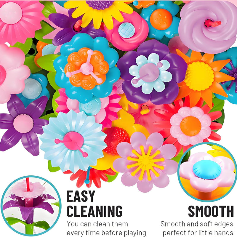 FUNZBO Girl Flower Garden Building Toys Set for Age 2-6 Years Old, STEM Montessori Educational Toy with Sorting & Stacking Spring Gardening Set