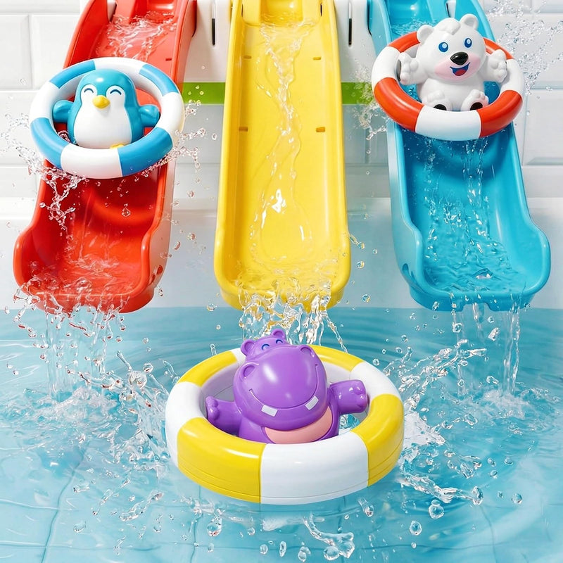 iPlay, iLearn Baby Infant Slide Bath Toys, Bathtub Float Animal Toddler 1-3 | Fun Bathtime Shower Toy, Kid Bathing Tub Pool Water Playset, Birthday Summer Gift Stuffer for 12 18 Months 1 2 3 Yrs Boy Girl