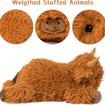Wepop 5lbs Highland Cow Weighted Stuffed Animals, 22in Giant Highland Cow Gift Plush Toy,Adorable Stuffed Animal for Kids and Adults Highland Cattle Plushie Pillow Decor