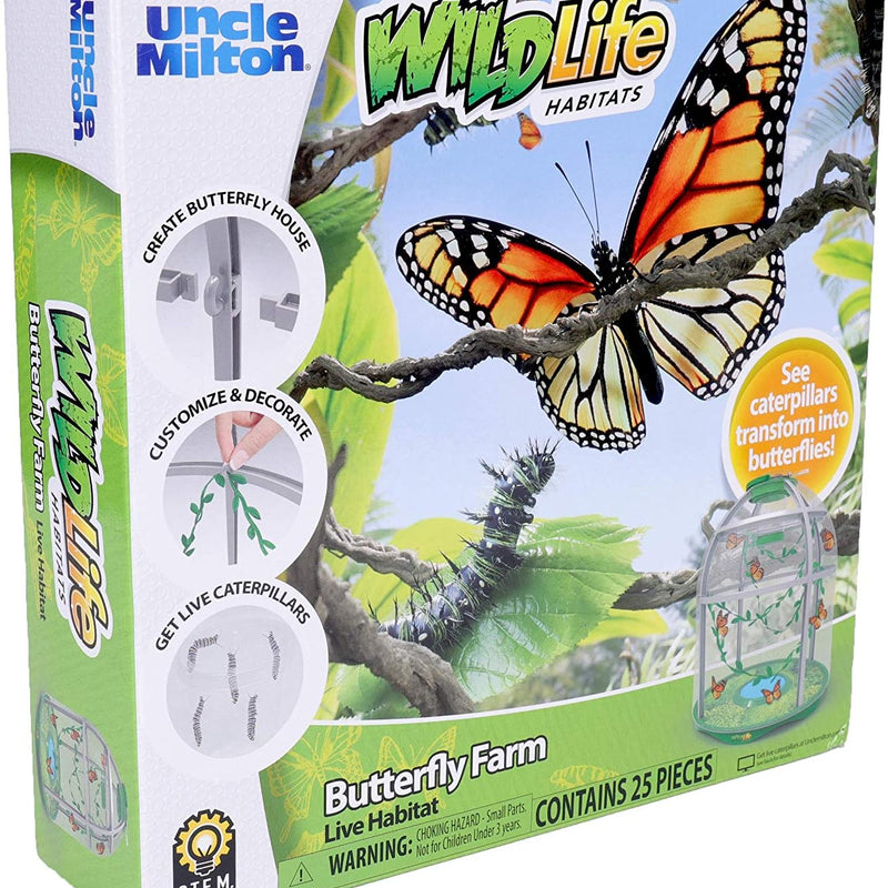 Uncle Milton Butterfly Farm Live Habitat - STEM Toy for Kids Age 6+ with Customizable Habitat and Learning Poster