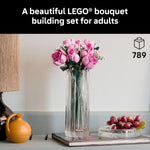 lego botanicals pink roses artificial flowers building set for adults, gifts for birthdays, room decor