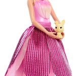 Barbie Petal Pop Scented Doll with Pink Tulip Dress & Accessories, Bouquet Reveal with Pet Bunny & Surprises Like Watering Can, Necklace & Earrings​​​