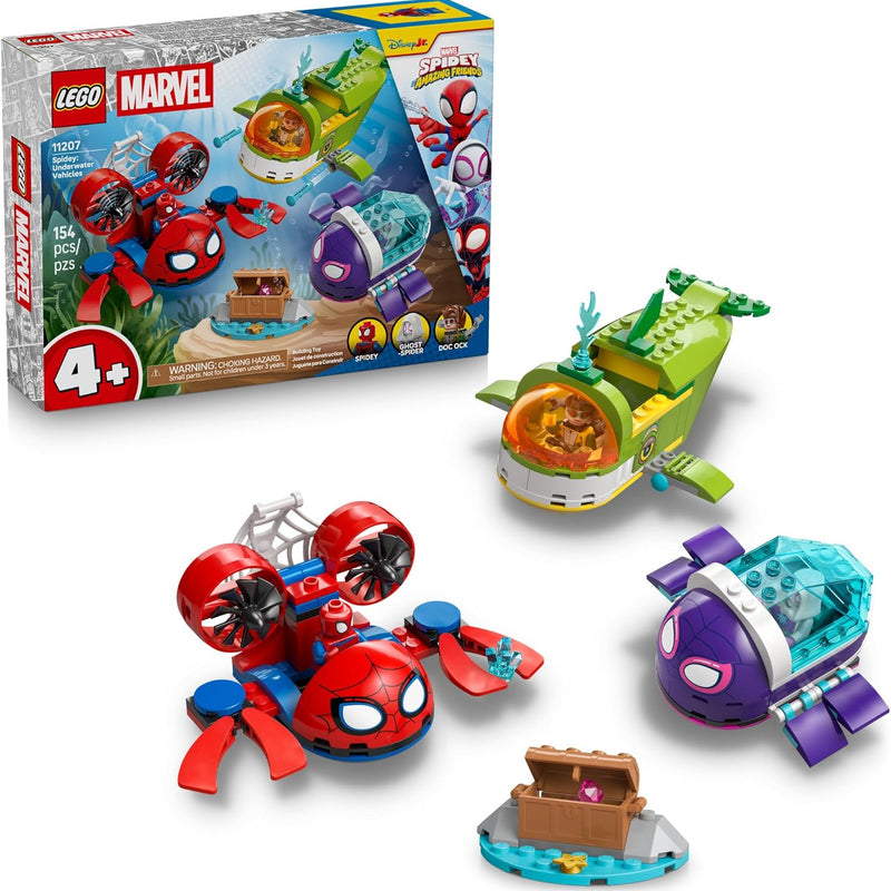 LEGO Marvel Spidey and His Amazing Friends Spidey: Underwater Vehicles Building Toy for Kids - Super Hero Pretend Play Set for Preschool Boys & Girls, Ages 4+ - Gift Idea for Birthdays - 11207