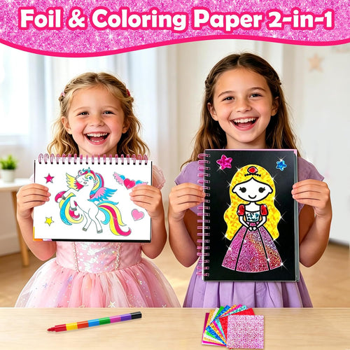 FUNNYB&G Foil Art Craft Kit for Kids, Sparkly Birthday Gift Toy for Girls