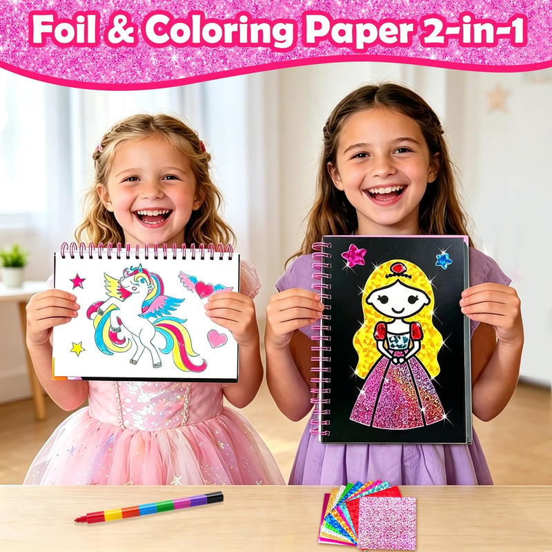 FUNNYB&G Foil Art Craft Kit for Kids, Sparkly Birthday Gift Toy for Girls