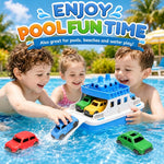 Ferry Bath Toy with Mini Cars, Floating Toy Boat & Slide-Out Ramp Water Play Set for Bath, Pool & Beach, Ages 3+
