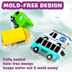 Tub Works® Vehicles™ Bath Cars | Mold-Free, Soft, Squeezable & Floating Bath Toys for Babies & Toddlers