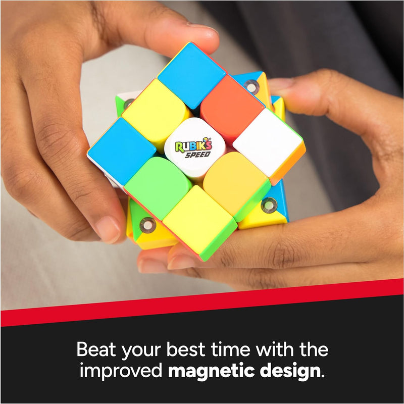 Rubik’s 3x3 Magnetic Speed Cube for Fast Solves and Brain Teasers, Ages 8 & Up, Speed Cubing Toy
