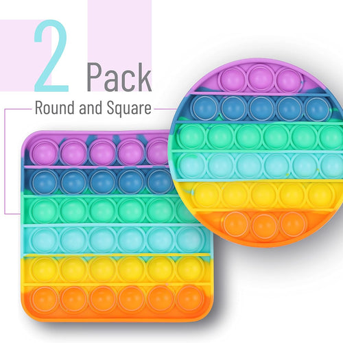 Mr. Pen- Pop Fidget Sensory Toys, 2 Pack, Circle & Square Shapes, Sensory Stress Relief Squeeze Toys for Kids & Adults, Silicone Bubble Popping Game for Anxiety, Fun