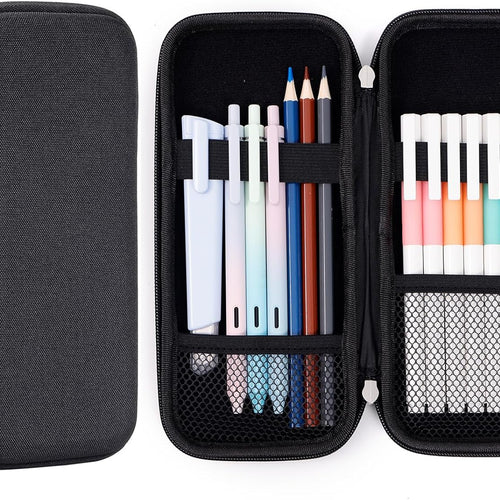 Upgraded Hard Pencil Case Box for Adults,Durable Pen Carrying Case with Zipper-Black