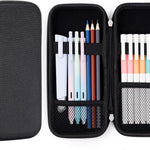 Upgraded Hard Pencil Case Box for Adults,Durable Pen Carrying Case with Zipper-Black
