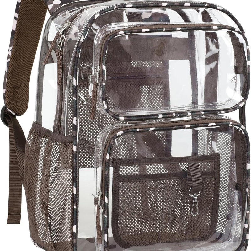 PACKISM Clear Backpack for School - 17 inch Large Heavy Duty Bookbag, Reinforced See Through PVC Transparent Backpack