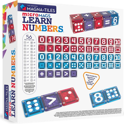 MAGNA-TILES microMAGS Learn Numbers 56-Piece Magnetic Construction Set, The Original Magnetic Building Brand