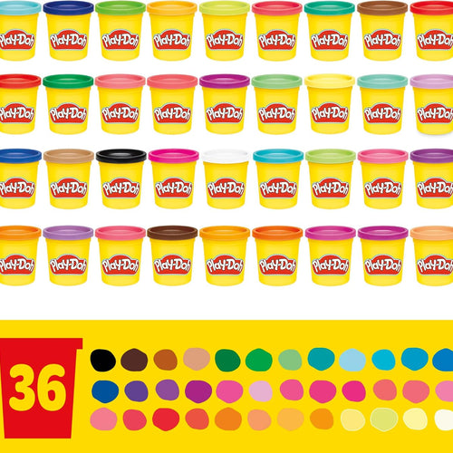 play-doh 36-pack non-toxic modeling compound in assorted colors, 3 oz cans for back to school, classroom supplies, preschool toys, ages 2+