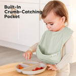 KeaBabies 3-Pack Waterproof Baby Bibs for Eating, Lightweight (Ocean) | Toddler Feeding Bibs with Large Food Catcher, Mess Proof, Food-Grade, Baby Eating Essentials, Easy to Put On & Clean